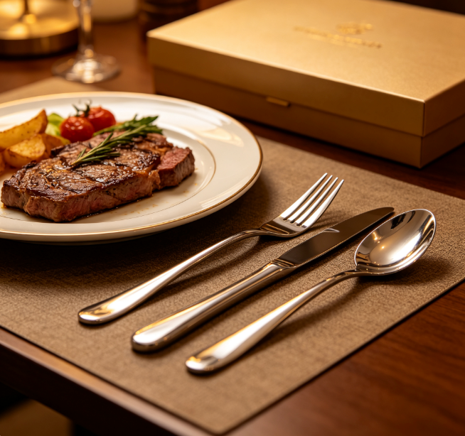 304 Stainless Steel Flatware Set, Heavy Duty Steak Knives Forks Spoons Cutlery Kit, Mirror Polished Table Utensils with Storage Gift Box