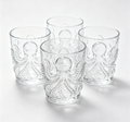 3D Octopus Embossed Glass Cups Set of 4, Thickened Clear Drinking Tumblers, Lead Free Glassware for Juice Cocktail Water