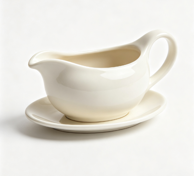 Ceramic Gravy Boat with Drip Tray, Spout Anti Spill Sauce Jug, Oven Microwave Safe Small Sauce Bowl for Steak Salad Dressing