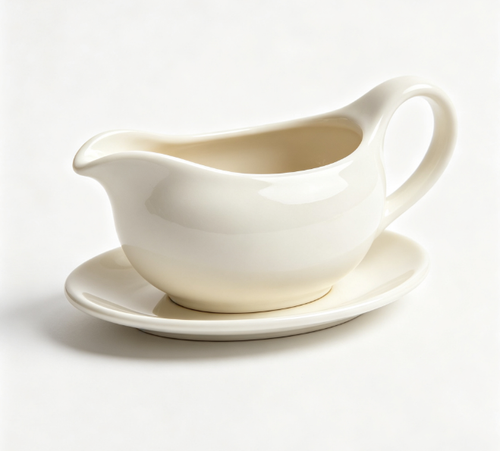 Ceramic Gravy Boat with Drip Tray, Spout Anti Spill Sauce Jug, Oven Microwave Safe Small Sauce Bowl for Steak Salad Dressing